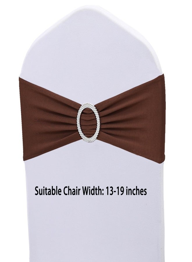 JKDMJF Brown Chair Sashes Bows - 50PCS Stretch Spandex Chair Sashes Bands with Buckles Slider Universal Elastic Chair Ties for Wedding Party Banquet Baby Shower Events Decoration - Image 5